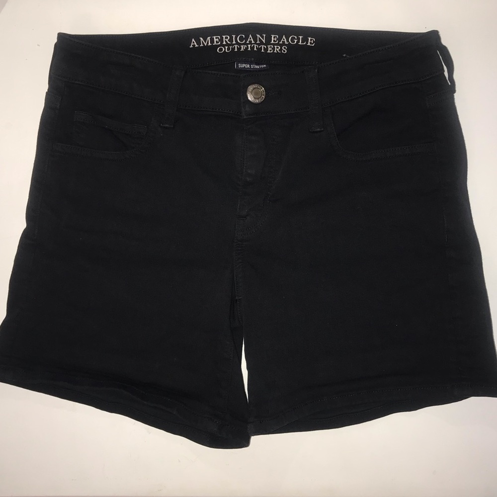 Super Stretch Black Denim Shorts